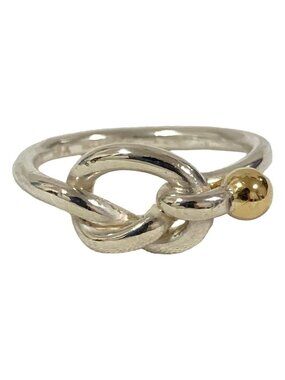 Tiffany & Co Vintage Hook &eye Love Knotring Ring Sterling Silver 18K